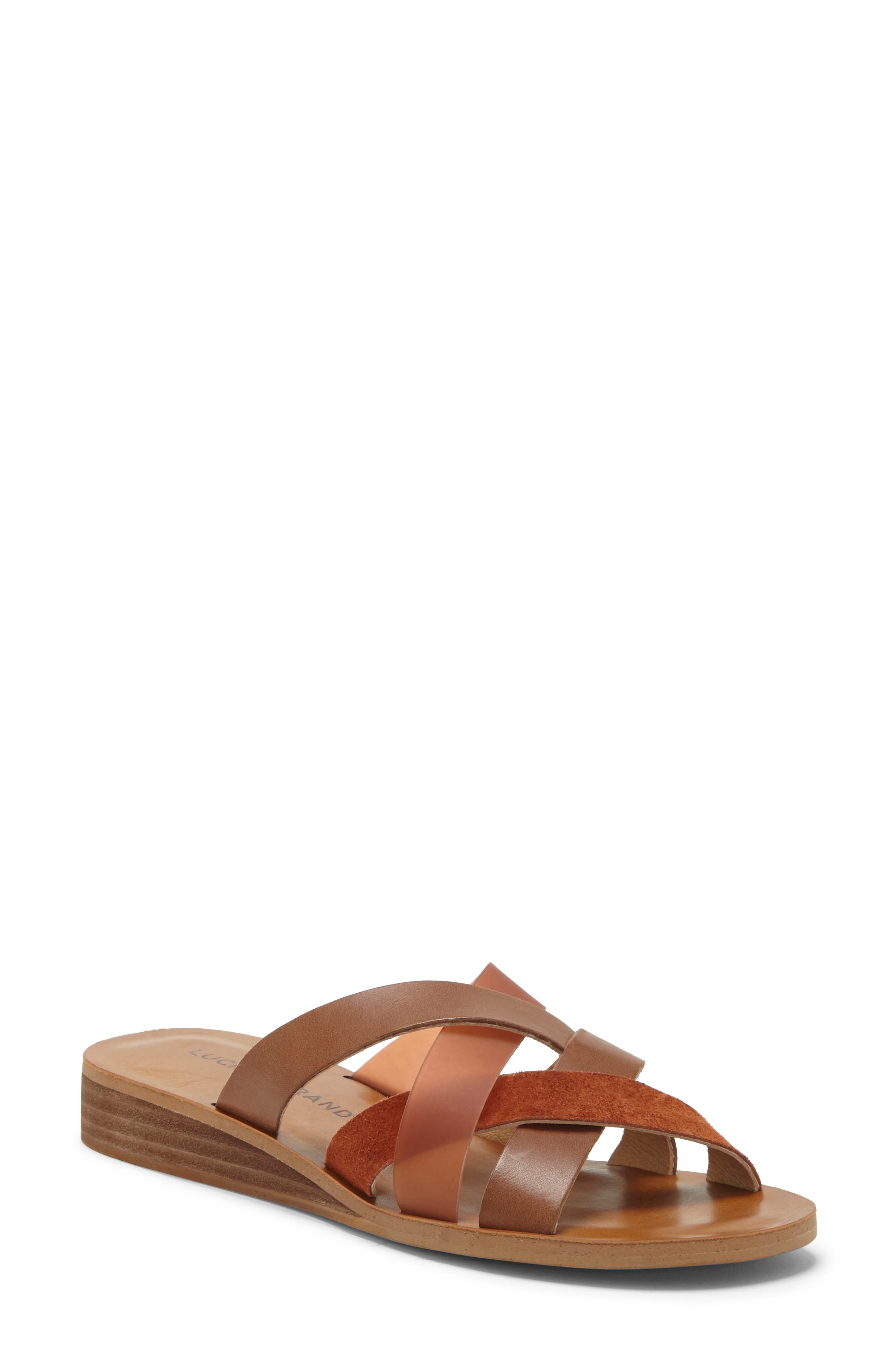 Hallisa Slide Sandal, Main, color, LATTE/ SUMAC LEATHER