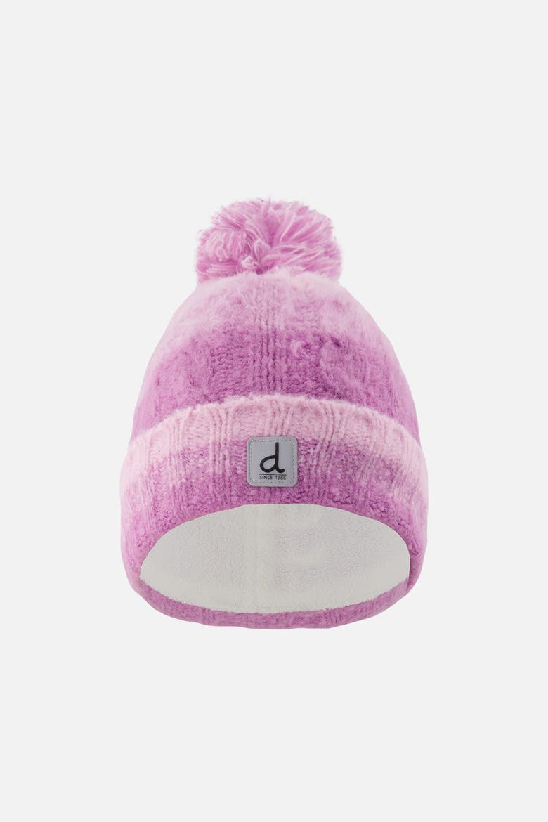 Cable-Knit Fleece-Lined Folded Cuff Hat with Pompom, Main, color, Pinkish Violet