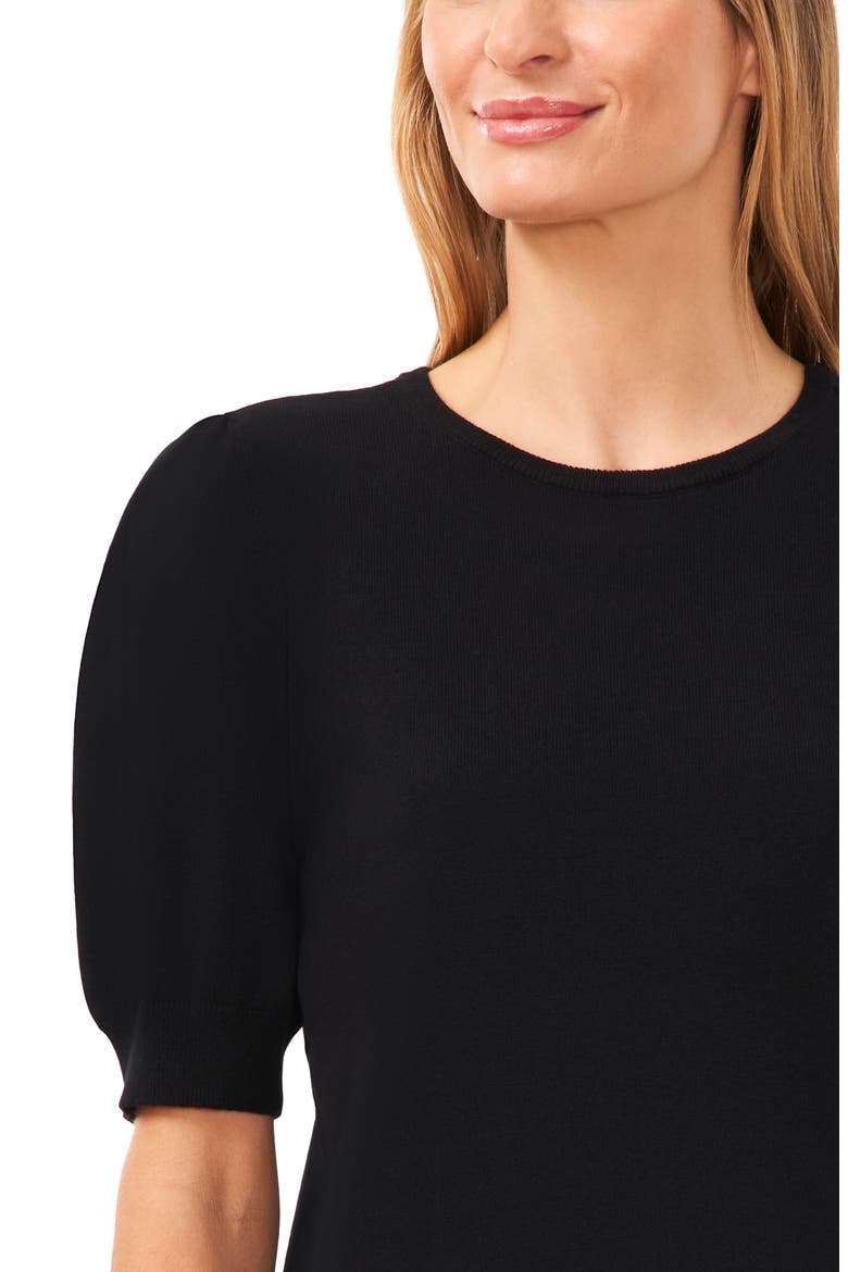 Puff Sleeve Sweater, Alternate, color, RICH BLACK