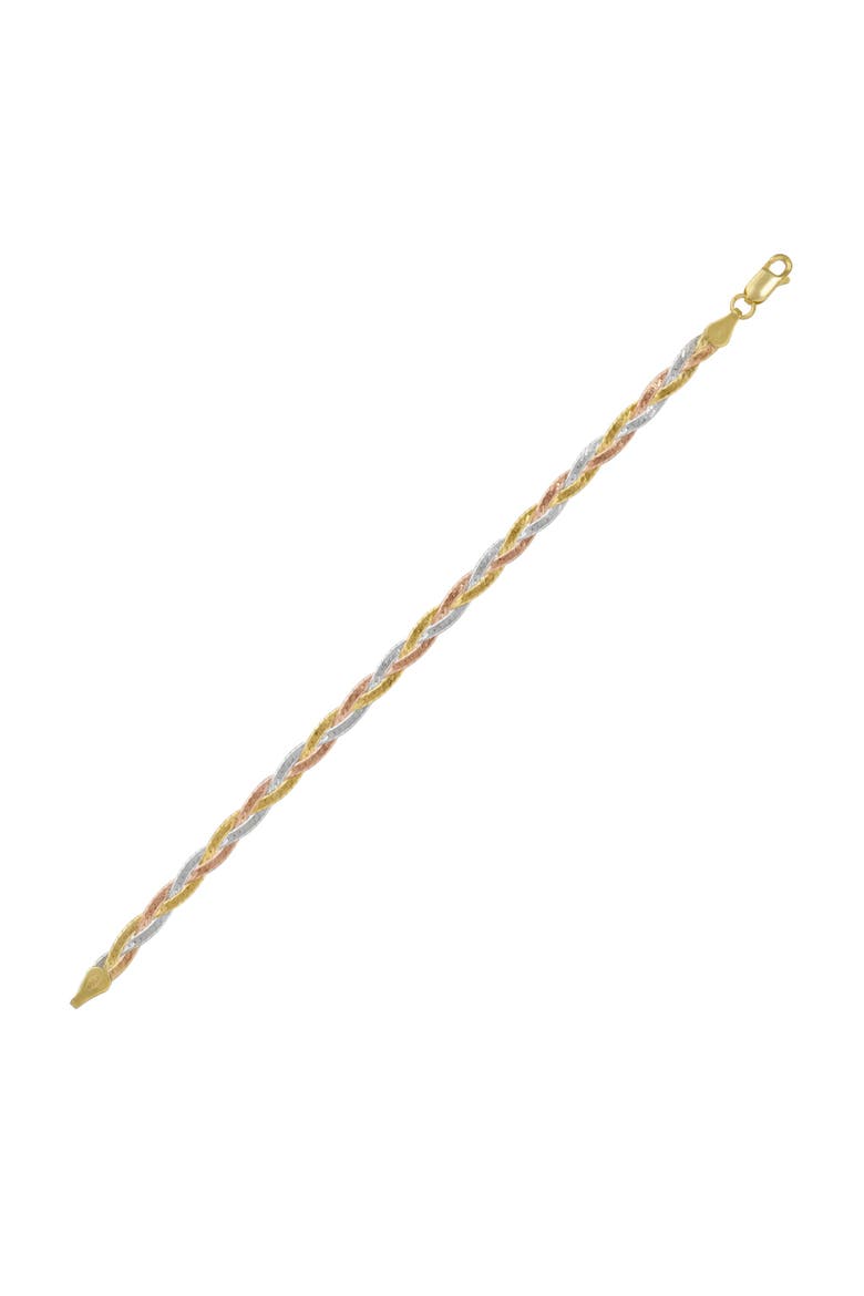 Gold Rose Gold and Silver Spiral Sterling Silver Flat Bracelet, Main, color, Gold
