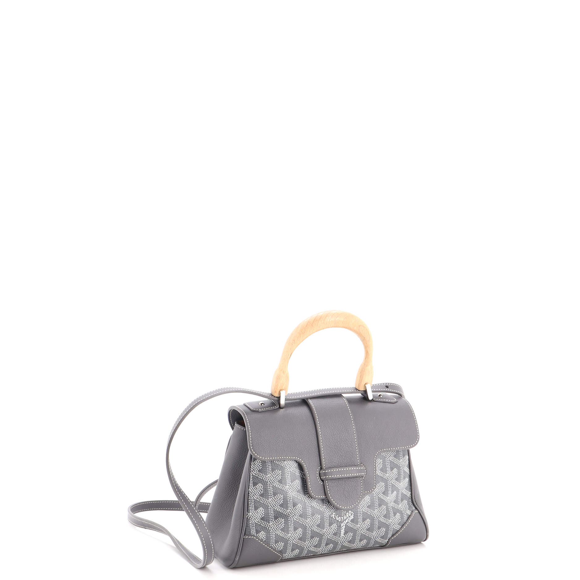 Saigon Top Handle Bag Coated Canvas with Leather Mini, Alternate, color, Grey