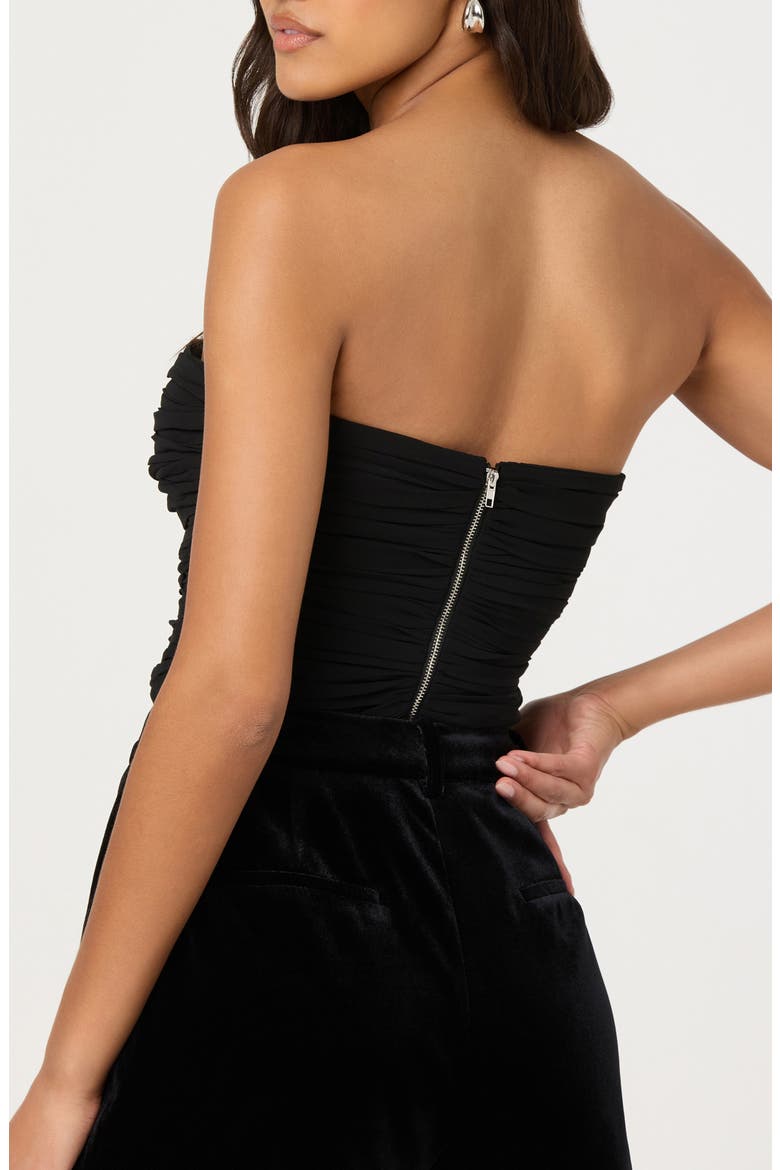 Maiya Ruched Strapless Top, Alternate, color, BLACK
