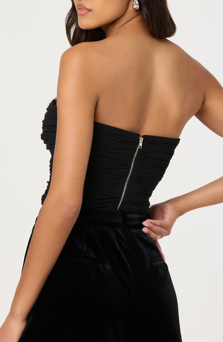 ASTR the Label Maiya Ruched Strapless Top, Alternate, color, Black