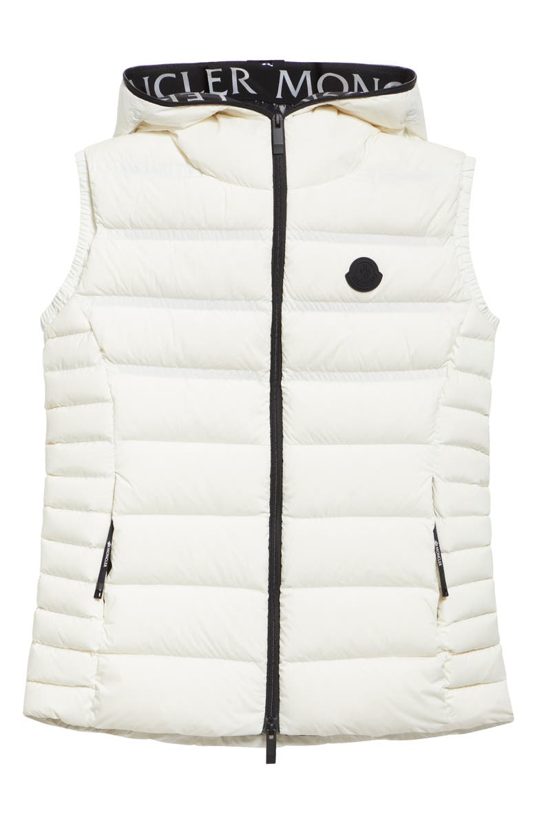 Moncler Aliterse Down Hooded Vest, Alternate, color, Silk White