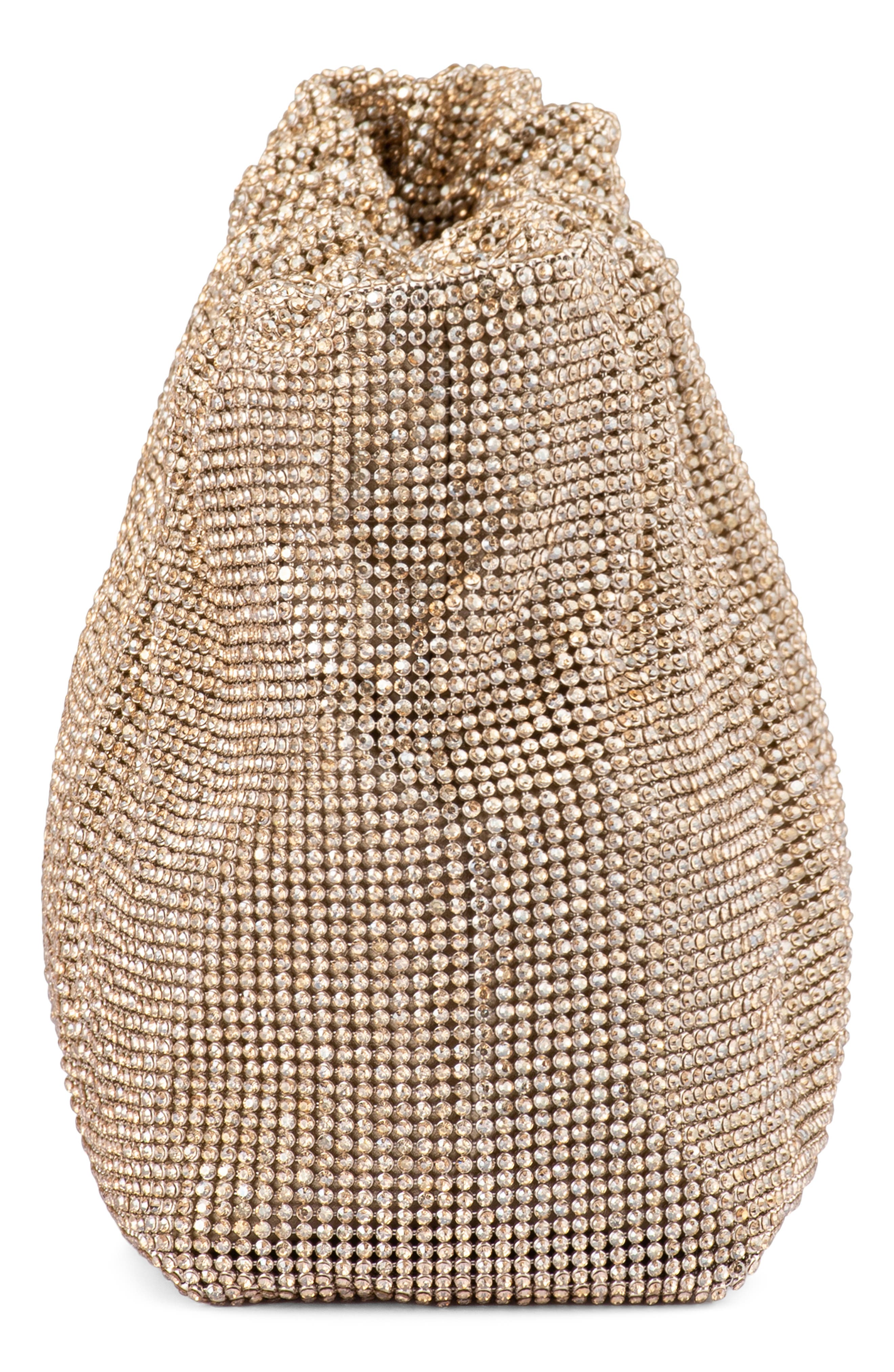 Olga Berg Jessie Crystal Mesh Pouch, Alternate, color, Gold