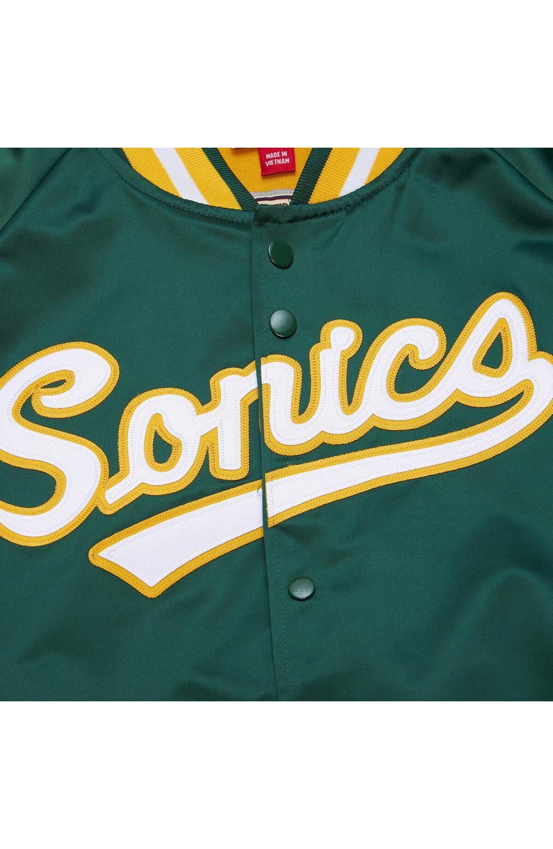 Mitchell & Ness Men's Mitchell & Ness Green Seattle SuperSonics Hardwood Classics  Throwback Wordmark Raglan Full-Snap Jacket, Alternate, color, 