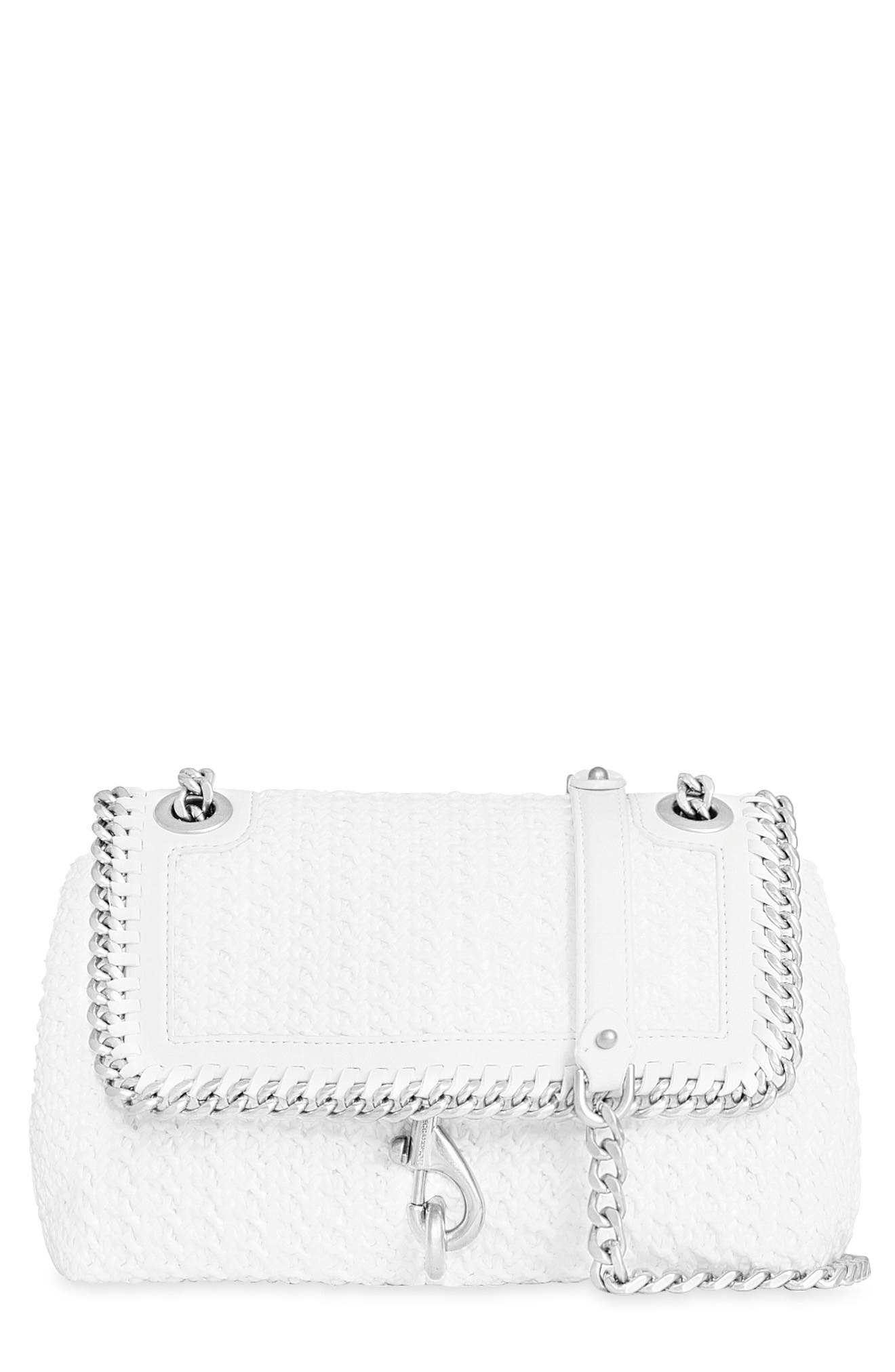 Rebecca Minkoff Edie Whipstitch & Chain Faux Leather Crossbody, Main, color, 