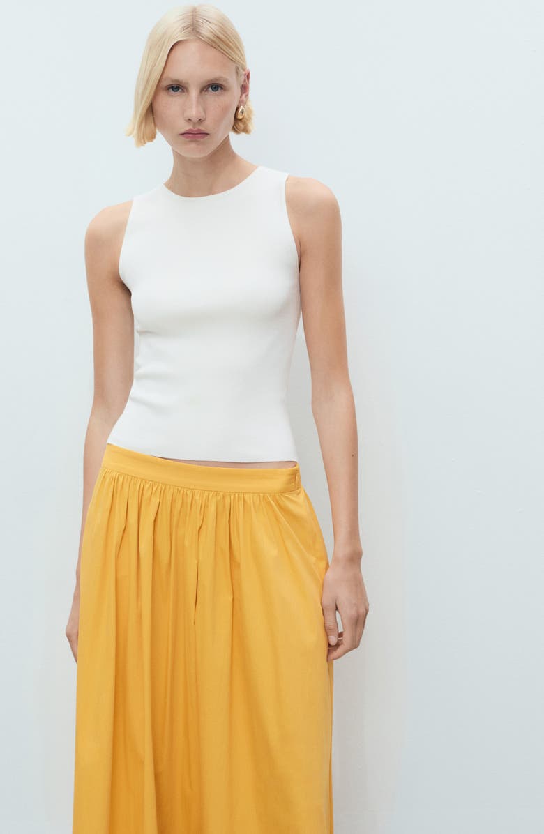 MANGO Sunny Cotton Blend Skirt, Alternate, color, Mustard