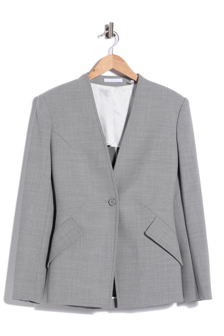 V-Neck Blazer, Alternate, color, LIGHT GREY MELANGE