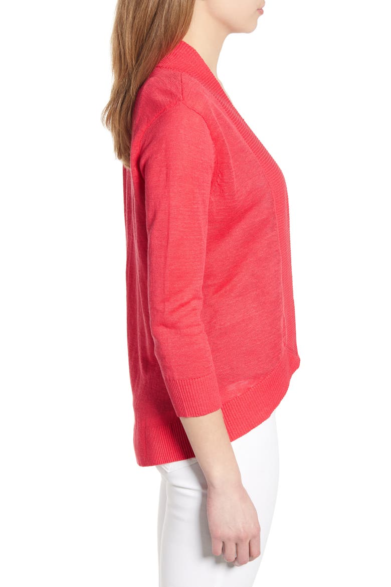 Lea Linen Cardigan, Alternate, color, PARADISE PINK