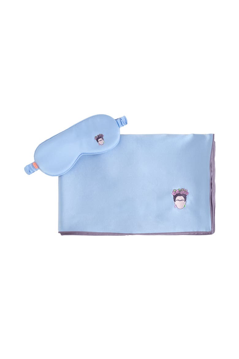 "Moonlit Stars" Silk 2 Piece Gift Set Silk Pillowcase & Silk Sleep Eye Mask, Alternate, color, Lavender