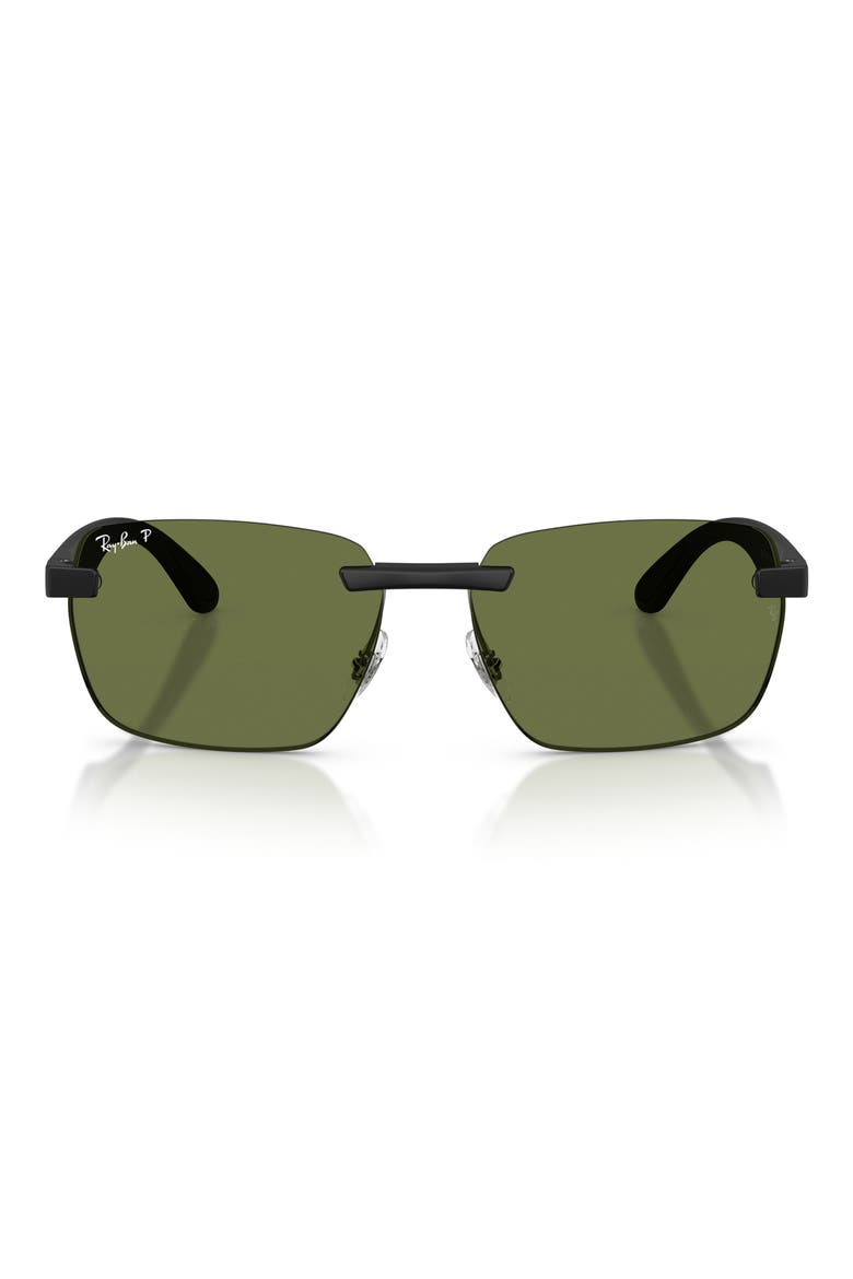 62mm Polarized Irregular Sunglasses, Main, color, SAND BLACK / POLAR GREEN