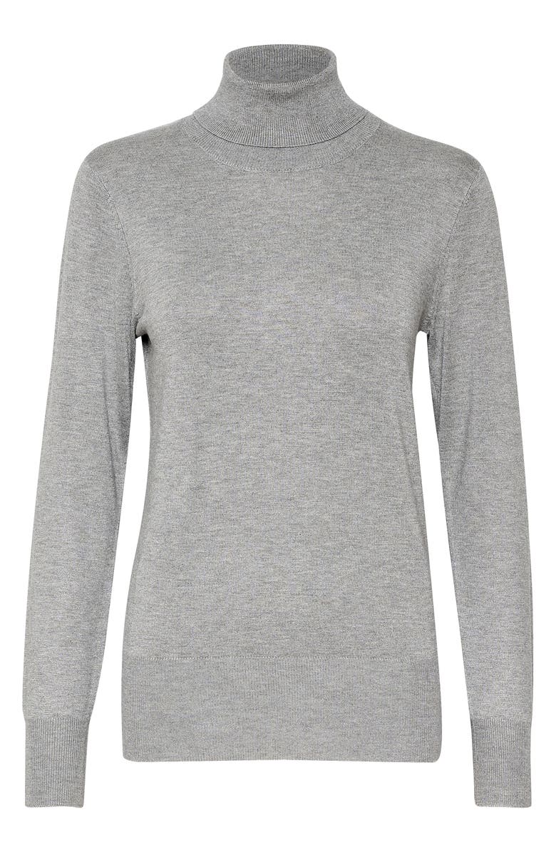 Kaffe Astrid Long Sleeve Roll Neck Pullover, Alternate, color, Grey Melange