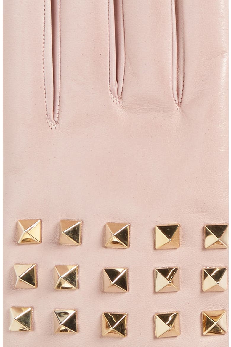 Rockstud Leather Gloves, Alternate, color, STONE