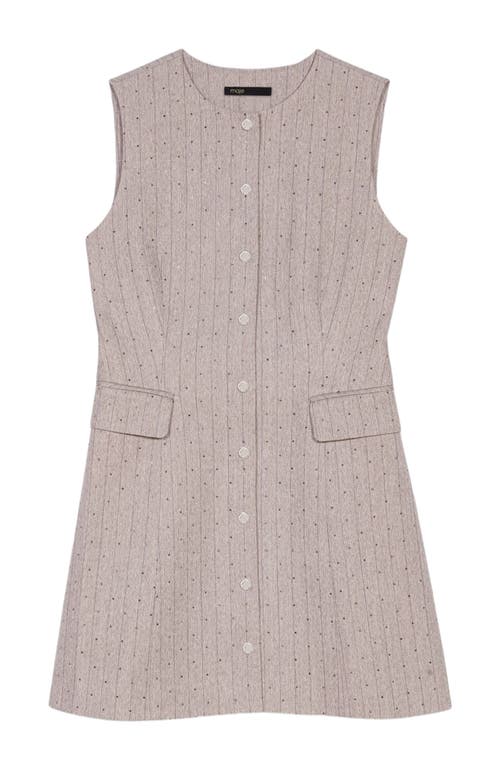 Maje Short Rhinestone Suit Dress In Gray