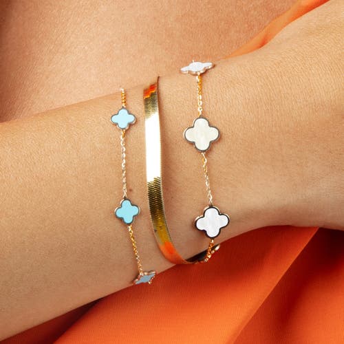 The Lovery Fine Jewelry Small Mother Of Pearl Clover Bracelet In Silver
