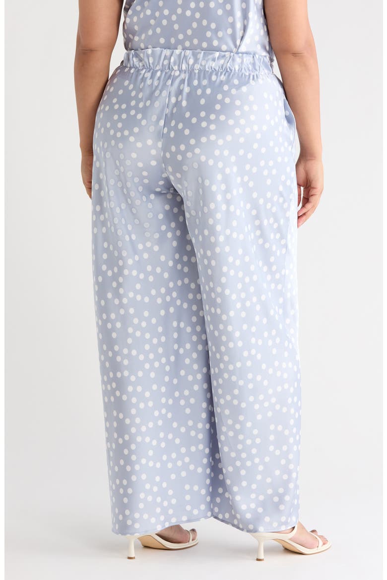Polka Dot Satin Pants, Alternate, color, STEEL BLUE