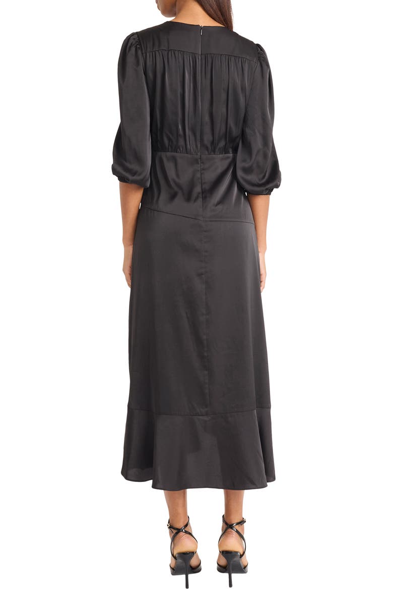 Donna Morgan Front Tie Satin Midi Dress, Alternate, color, 