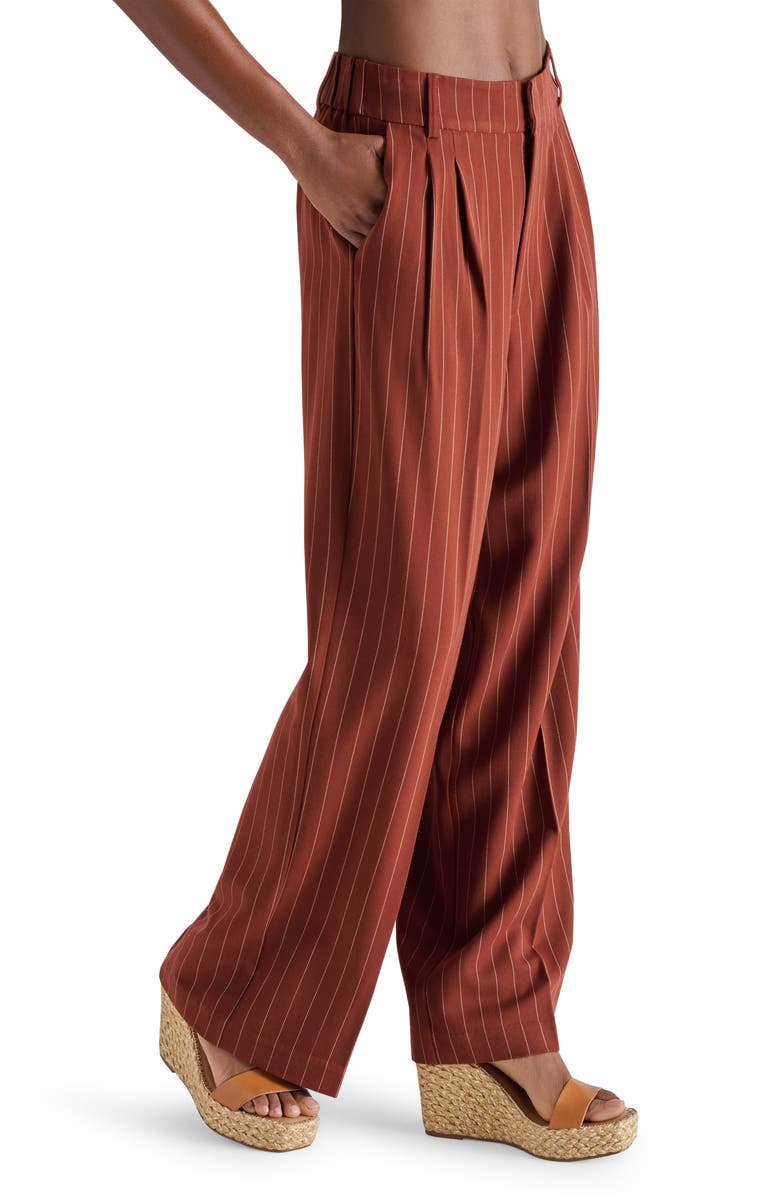 Steve Madden Pleated Straight Leg Pants, Alternate, color, Cinnamon