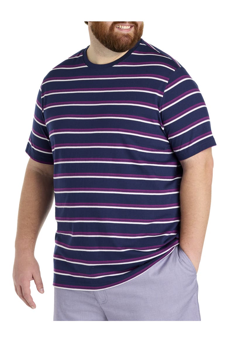 Big & Tall Moisture-Wicking Striped T-Shirt, Alternate, color, PEACOAT