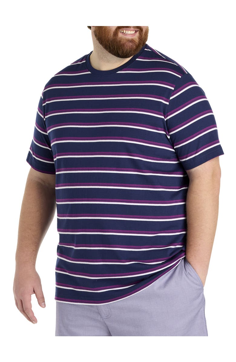 Harbor Bay by DXL Big & Tall Moisture-Wicking Striped T-Shirt, Alternate, color, Peacoat