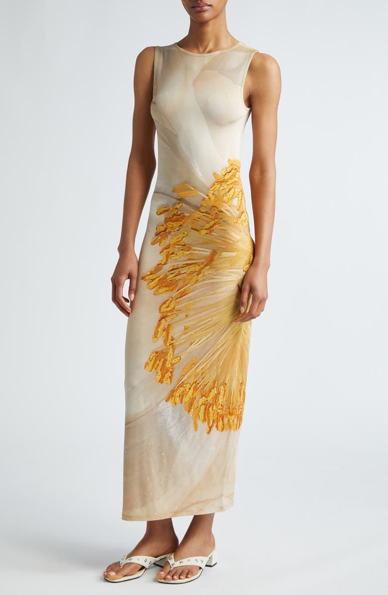 Paloma Wool Fortunata Flower Print Semisheer Sleeveless Dress, Alternate, color, 