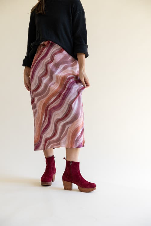 Fortress Charli Platform Clog Boot In Burgundy Suede
