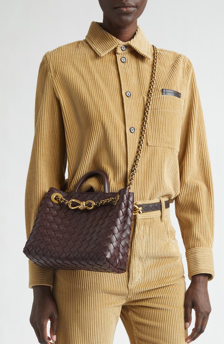 Bottega Veneta Small Andiamo Chain Leather Shoulder Bag, Alternate, color, 2264 Dark Barolo-M Brass