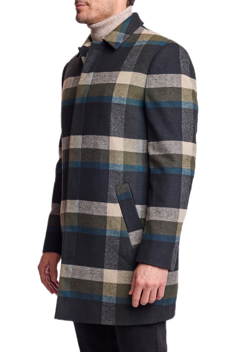 Buffalo Plaid Stretch Topper Overcoat, Alternate, color, KHAKI BUFFALO PLAID
