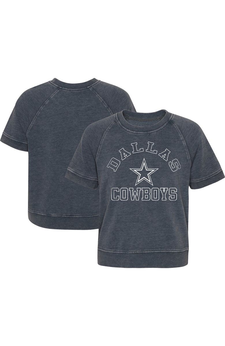 Outerstuff Girls Juniors Charcoal Dallas Cowboys Cheer Squad Raglan T-Shirt, Main, color, 