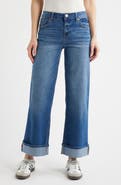1822 Denim High Waist Cuff Slim Wide Leg Jeans