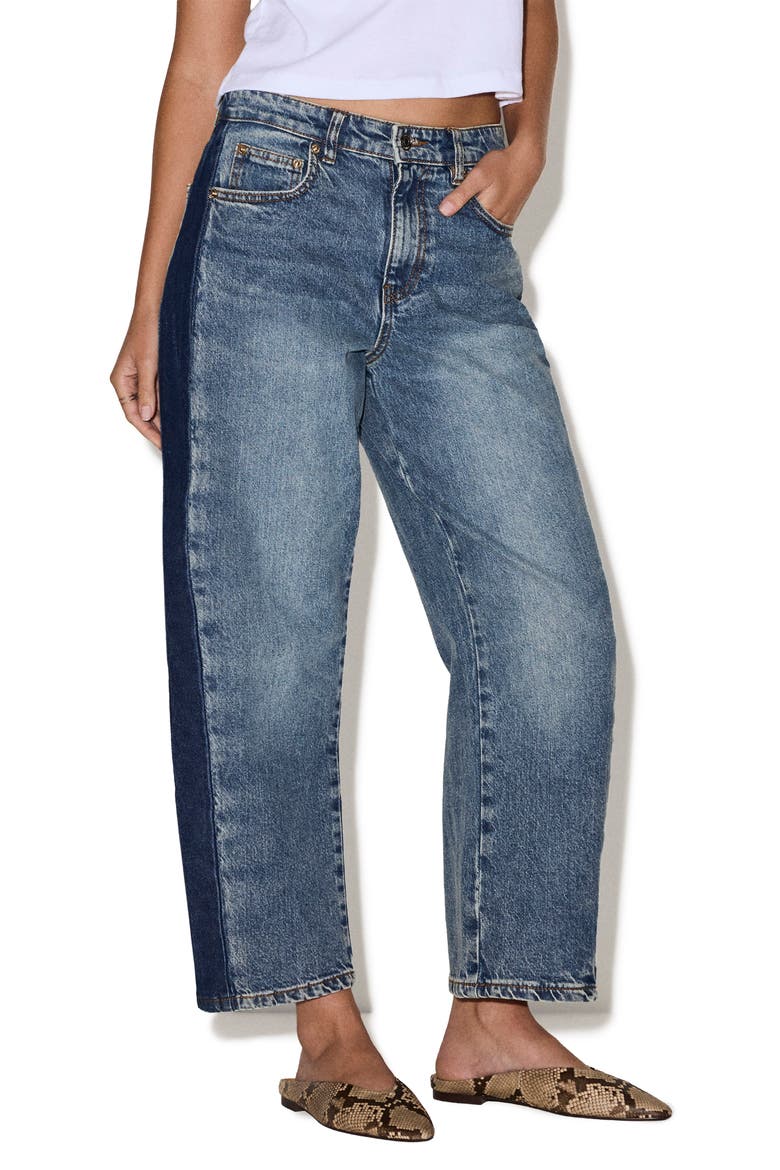 Lawrence High Waist Curved Leg Boyfriend Jeans, Main, color, IMPERIAL BLUE
