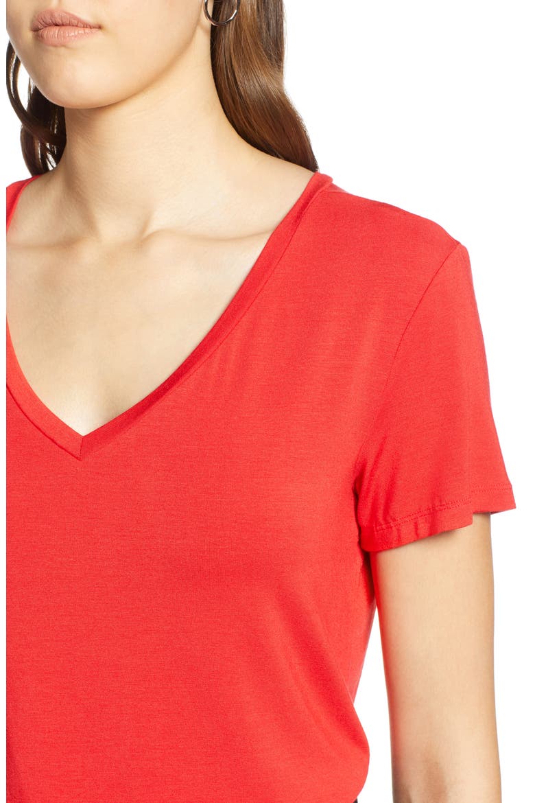 Modal Jersey V-Neck Tee, Alternate, color, RED CHINOISE