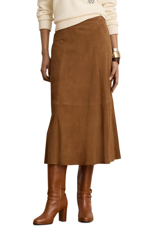 A Line Suede Midi Skirt