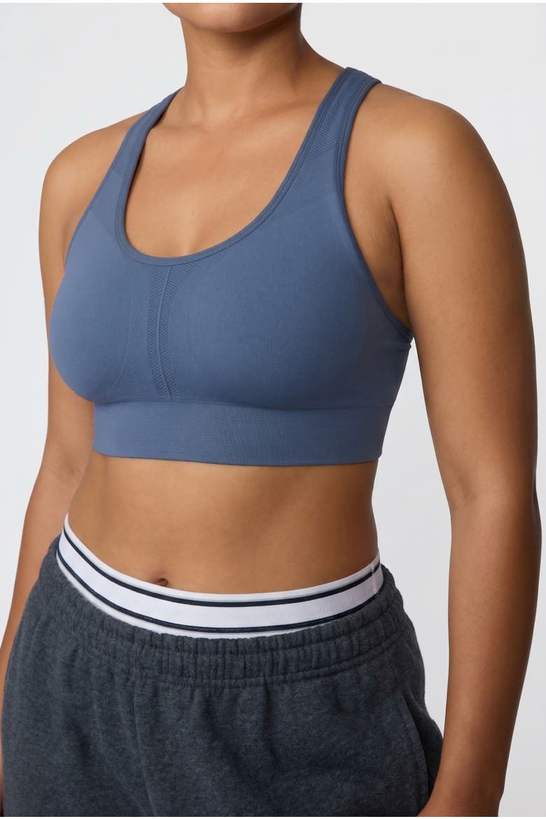 Seamless Racerback Sports Bra, Alternate, color, Evernight