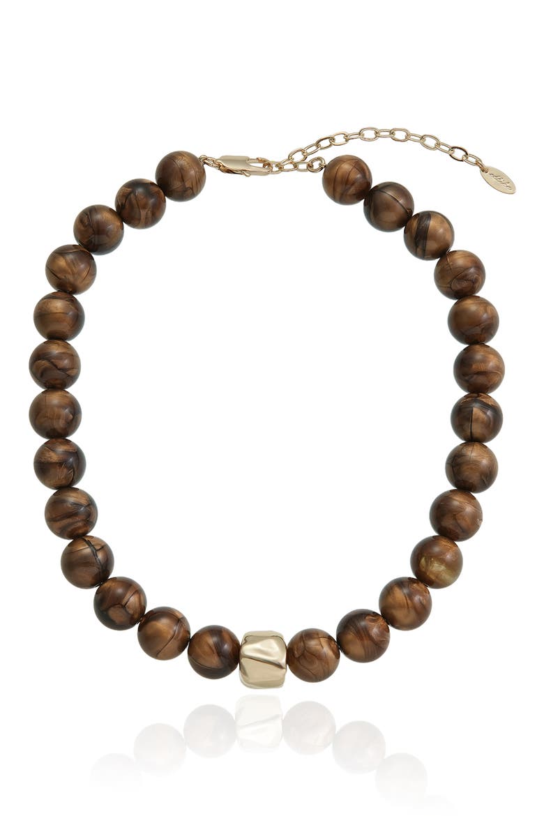 Chunky Reconstituted Stone Bead Necklace, Alternate, color, TIGERS EYE