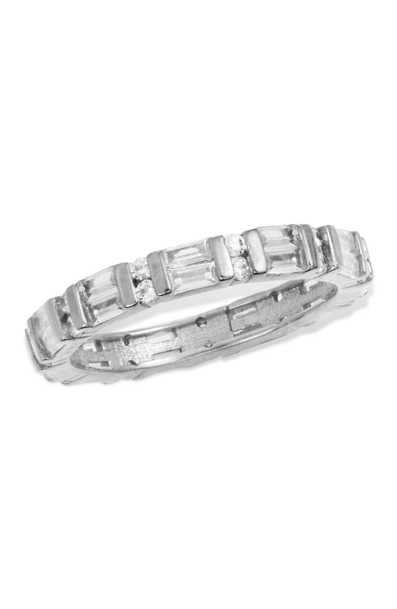 SAVVY CIE JEWELS Sterling Silver Baguette Eternity Band Ring, Main, color, 