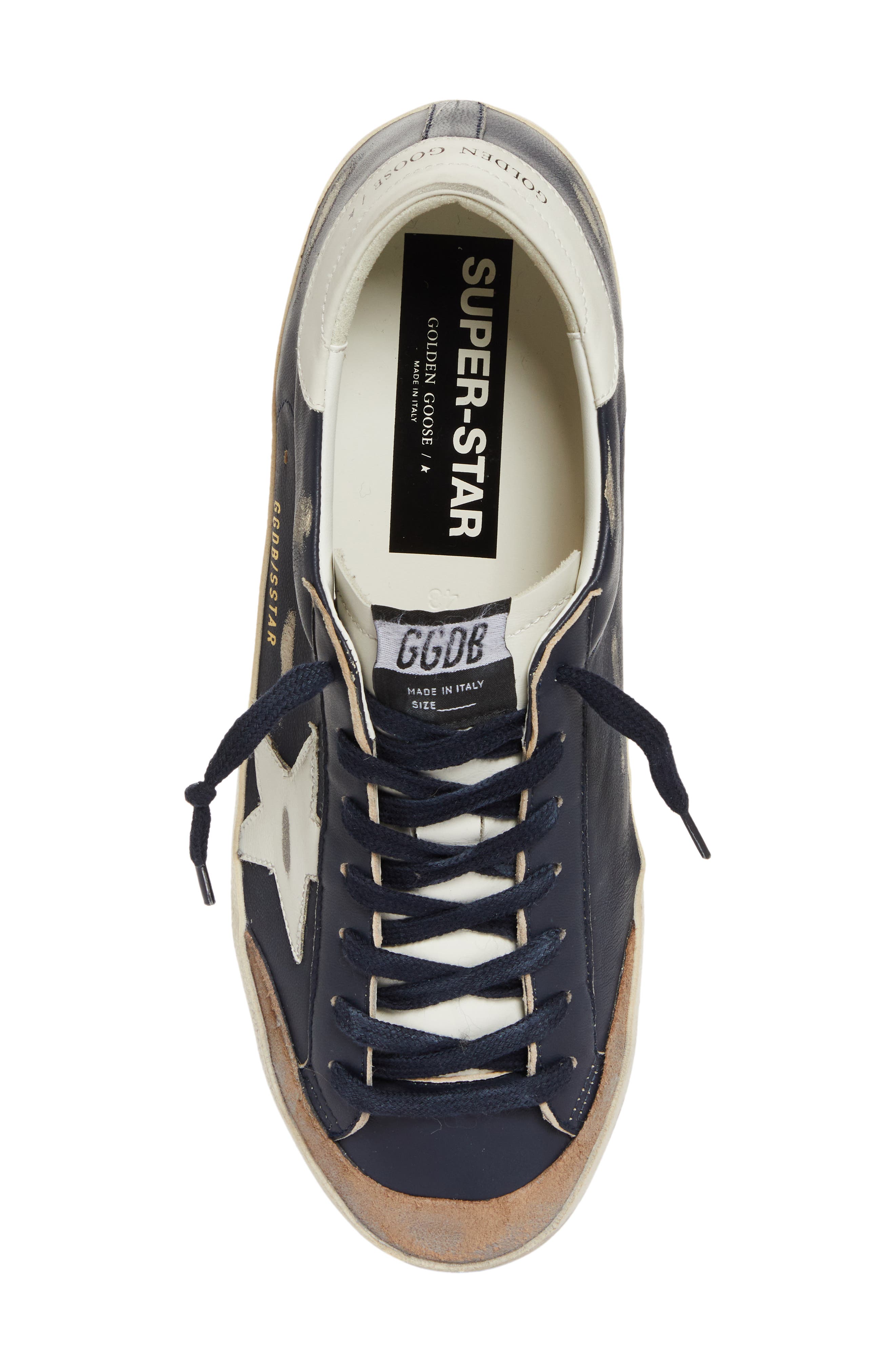 Golden Goose Super-Star Low Top Sneaker, Alternate, color, Dark Blue/ White/ Tabacco