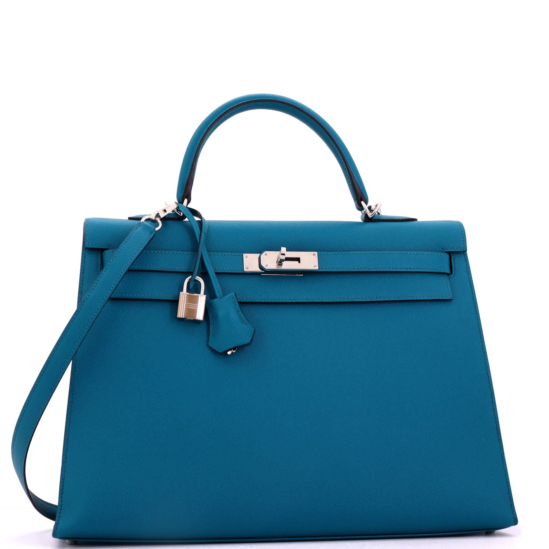 Pre-Owned Hermes Kelly Handbag Blue Epsom with Palladium Hardware 35, Alternate, color, Bleu Izmir
