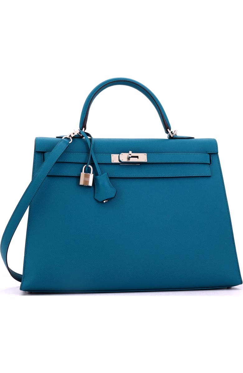 Pre-Owned Hermes Kelly Handbag Blue Epsom with Palladium Hardware 35, Alternate, color, Bleu Izmir
