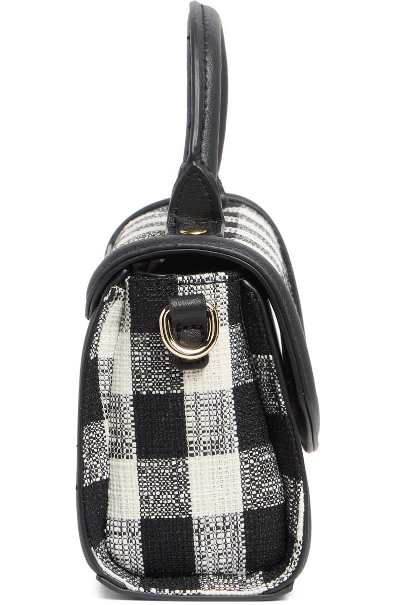 Madden Girl Tweed Top Handle Bag, Alternate, color, Black Gingham