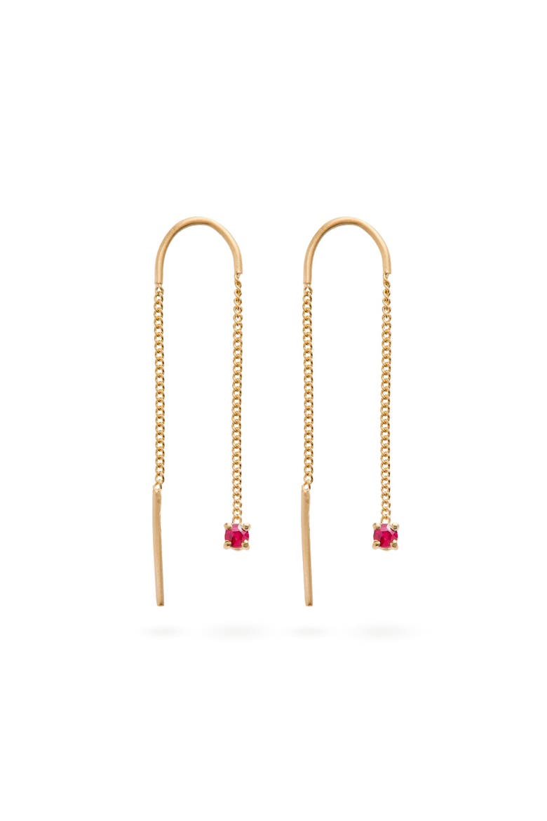 Connection Chain Threader Earrings Natural Gemstones. Handmade in Italy, Main, color, Ruby