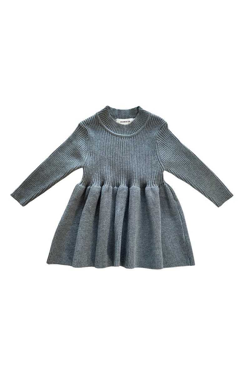 Ashmi & Co. Falyn Long Sleeve Cotton Sweater Dress, Main, color, Gray