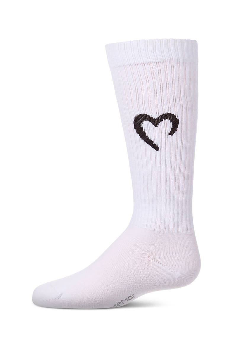 Open Heart Ribbed Novelty Knee High Sock, Main, color, White