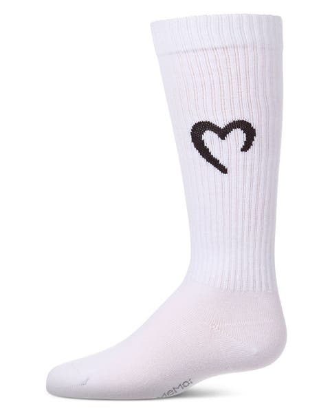 Open Heart Ribbed Novelty Knee High Sock