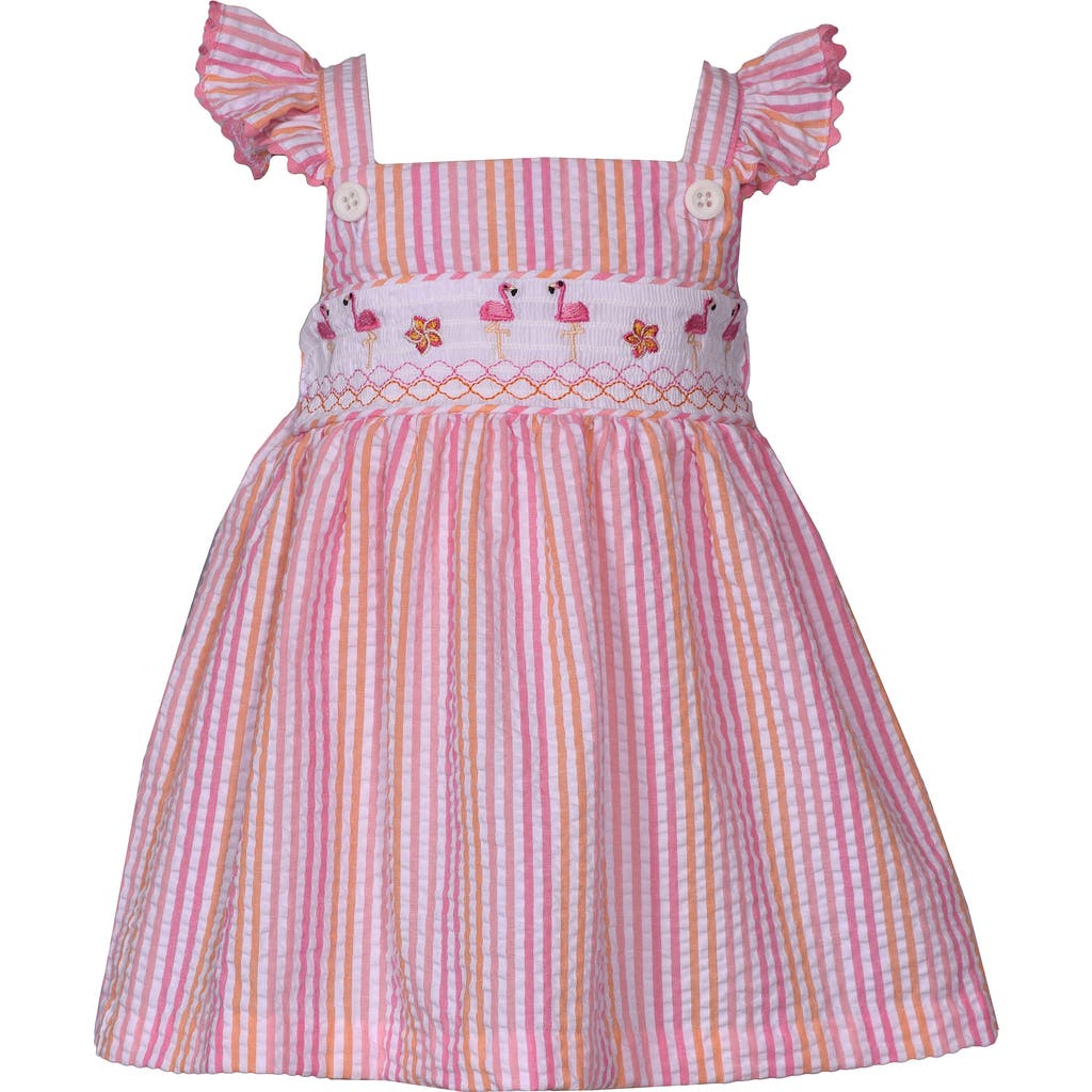 Iris & Ivy Kids' Smocked Flamingo Seersucker Dress In Pink