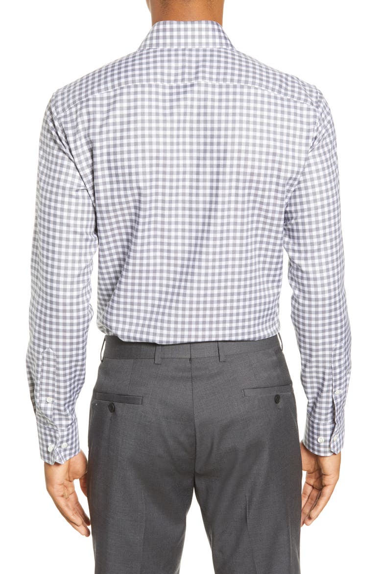 Slim Fit Check Dress Shirt, Alternate, color, TEXTURE CARBON