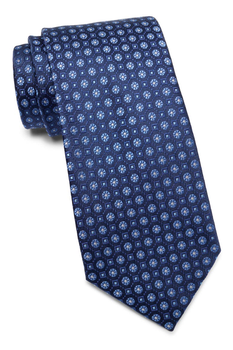Florette Silk Blend Tie, Main, color, NAVY
