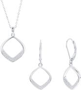 SIMONA Pavé Cubic Zirconia Cushion Drop Earrings & Pendant Necklace Set
