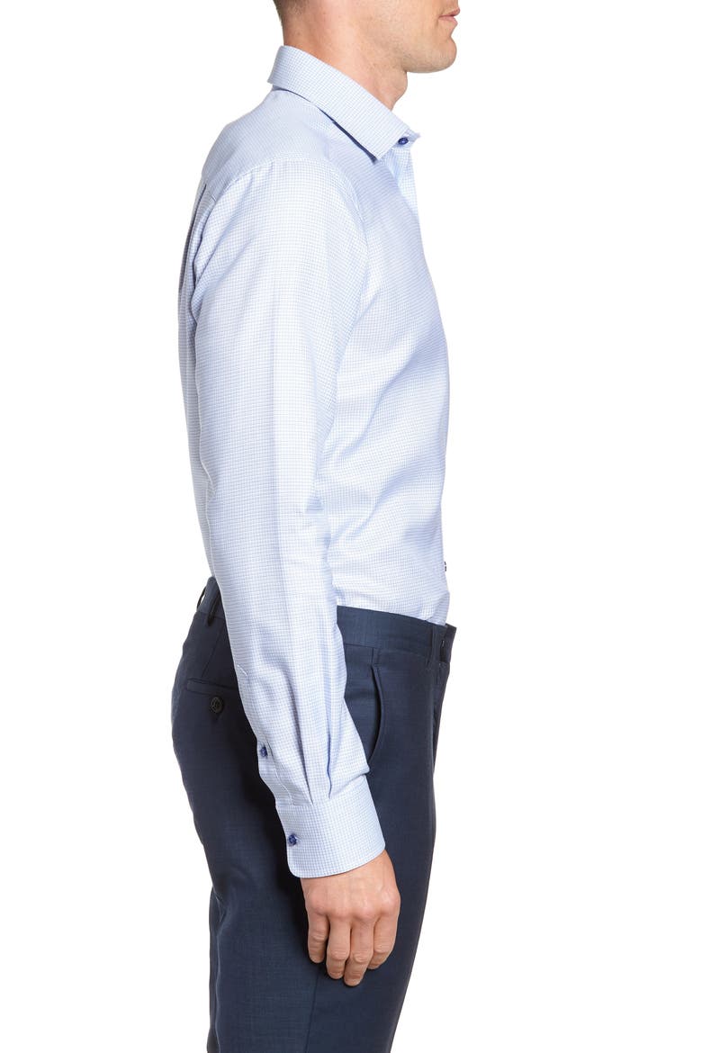 Trim Fit Check Dress Shirt, Alternate, color, BLUE